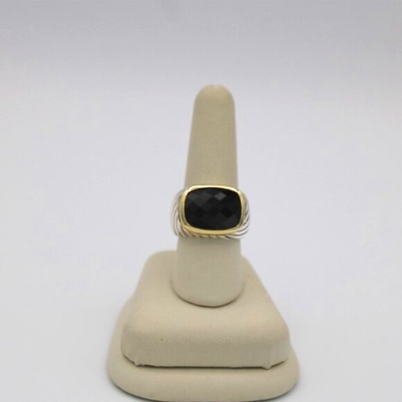 David Yurman 18K Yellow Gold Sterling Silver Black Onyx Noblesse Albion Ring - Picture 1 of 3
